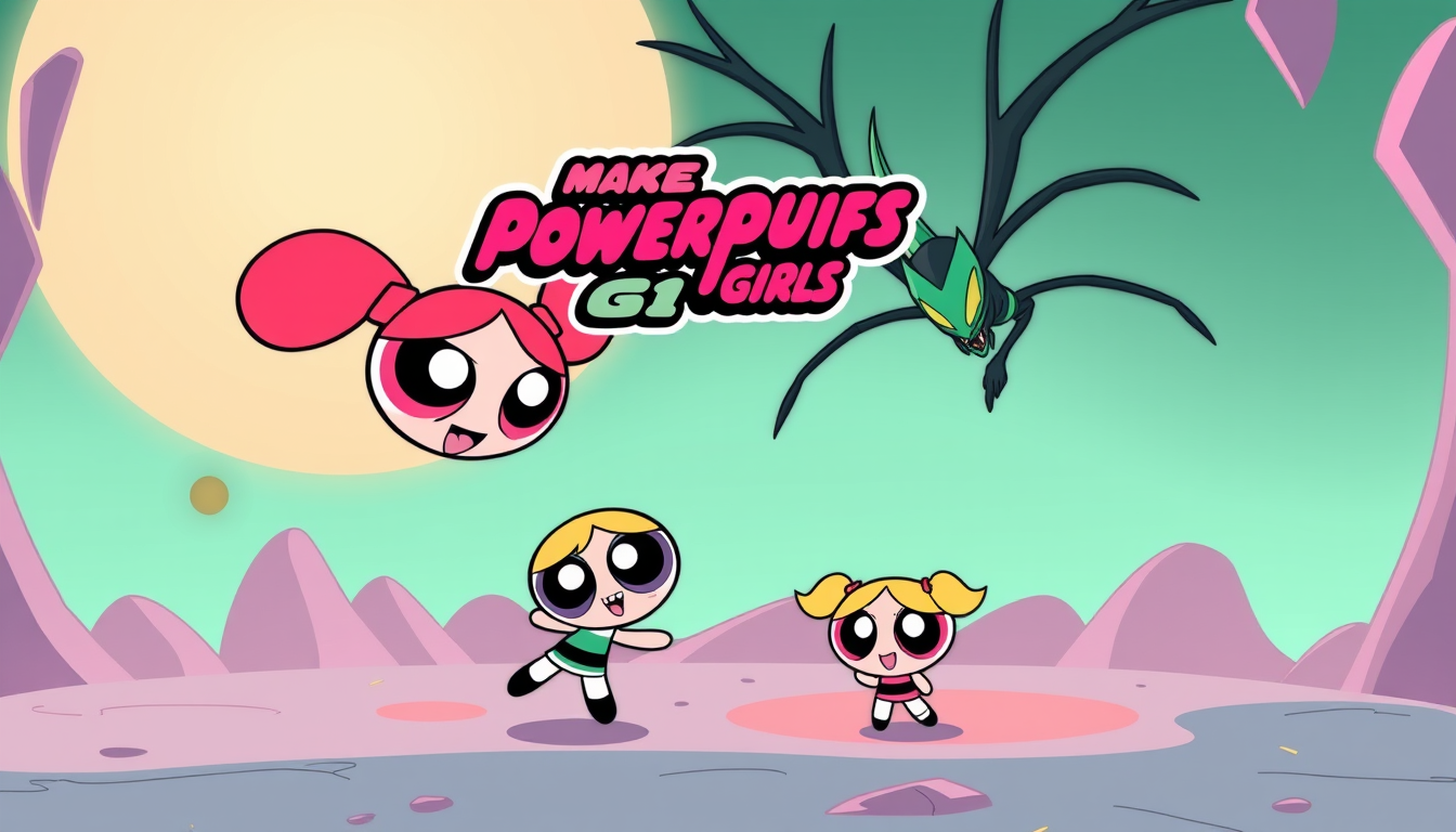 Main painting studio: Make a comic book cover for “The Powerpuff Girls vs. Queen Chrysalis” and 59 pages and only to the ending page.