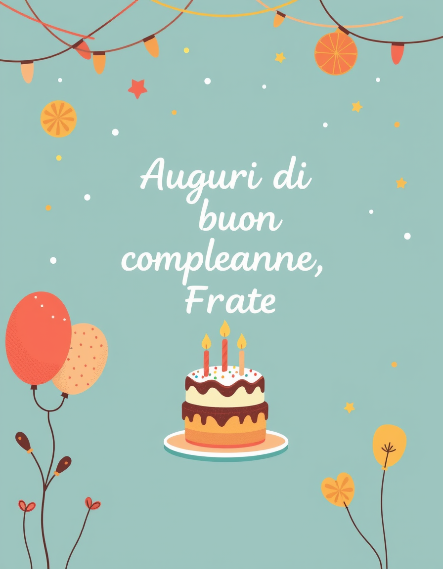 Greeting Cards idea: greeting card design, warm illustration, space for message, Auguri di buon compleanno, Frate! 🎉 Spero che questa giornata sia piena di gioia e che tu