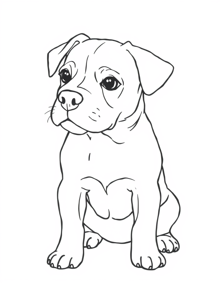 Photo To Outline idea: photo to outline drawing, clean contour lines, minimal shading, preserve subject silhouette, A dog photo converted to a clean black outline, white bac