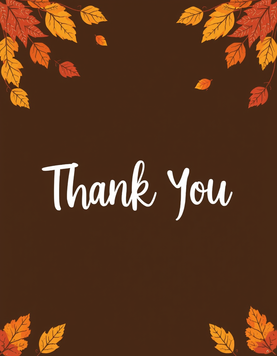 Greeting Cards idea: greeting card design, warm illustration, space for message, illustrated autumn leaves falling around a simple thank-you lettering , printable greeting