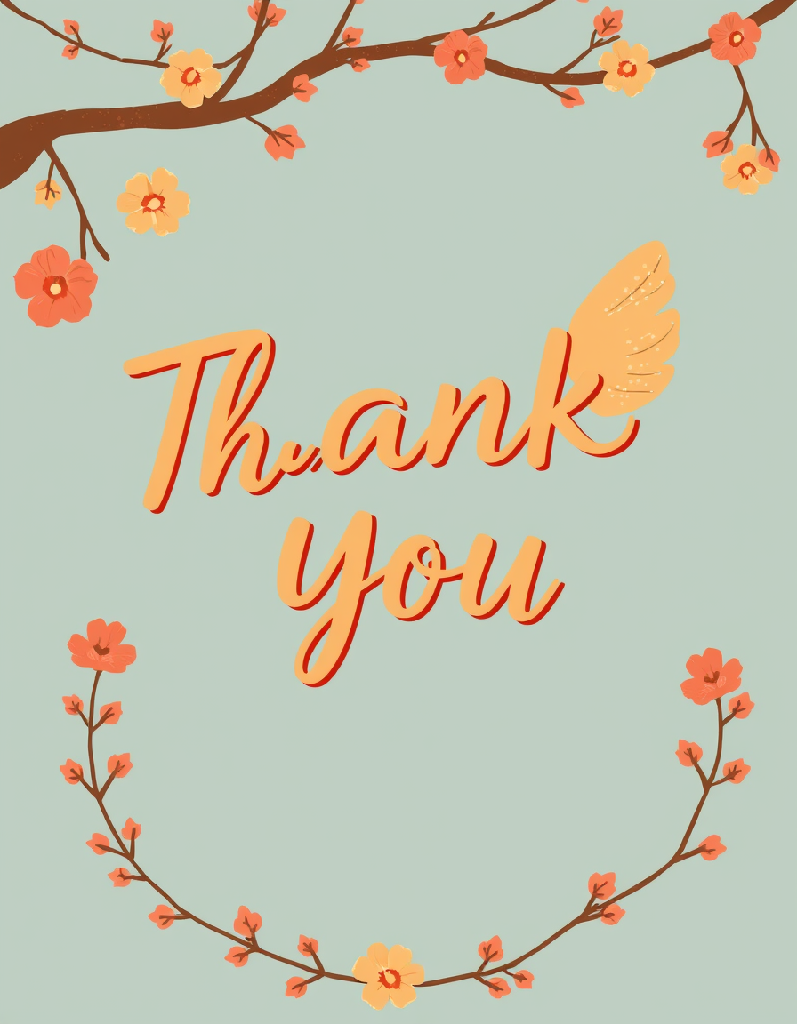 Greeting Cards idea: greeting card design, warm illustration, space for message, Thank you , printable greeting card