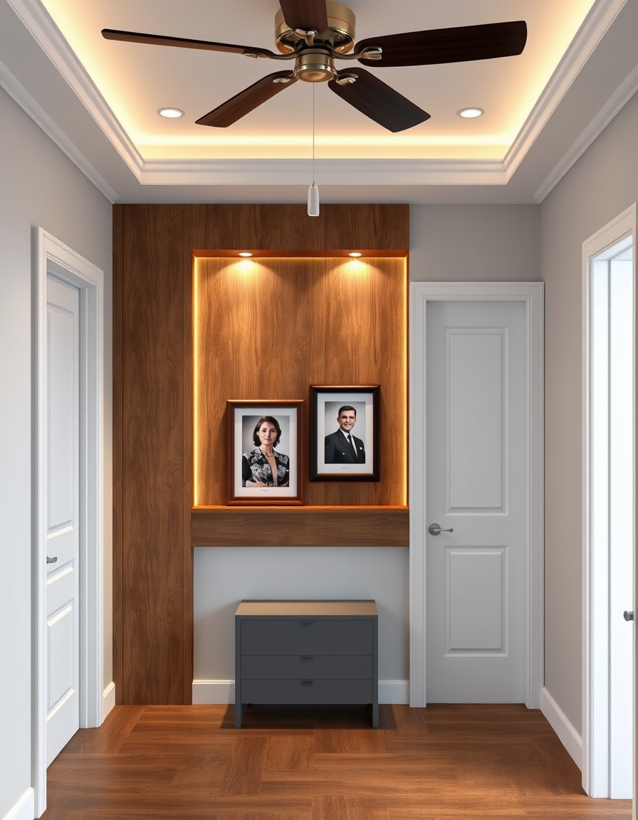 Room Design idea: AI room design, full room layout furniture and lighting, photorealistic interior render, Remove the small grey console table. Replace the wall between