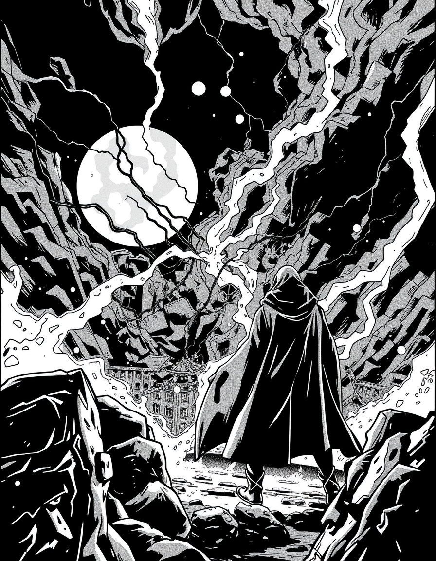 Comic Art idea: comic art, bold ink lines, halftone shading, dynamic composition, bitte ein comic über das darknet. mit den gefahren. dunkel und unheimlich , graphic 