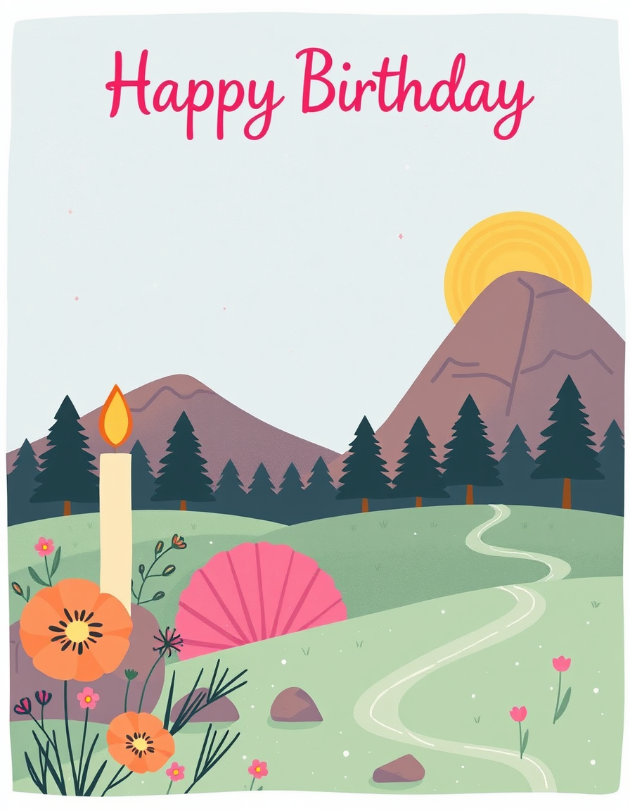 Greeting Cards idea: greeting card design, warm illustration, space for message, Birthday greeting card featuring a Libra design, cartoon style. , printable greeting card