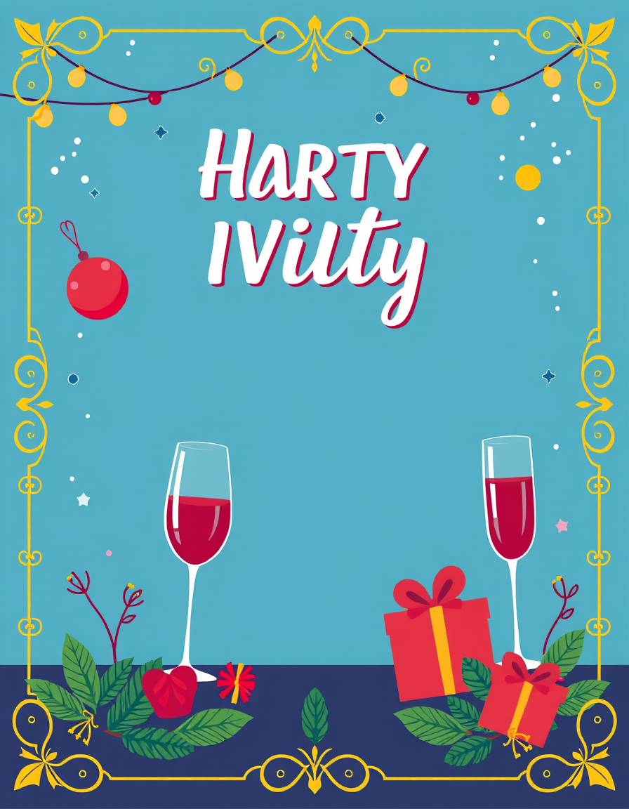 Invitation idea: party invitation design, festive layout, decorative border, space for event details, zaproszenie do wydruku na uroczystośc rozdania dyplomów z klasycz