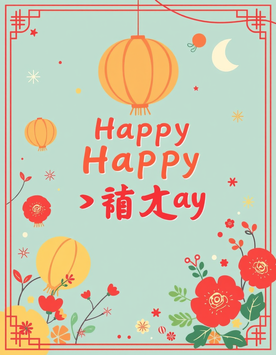Birthday Cards idea: birthday card design, cheerful festive artwork, space for greeting, 復古生日蛋糕搭配蠟燭，溫暖大地色調 , printable birthday card