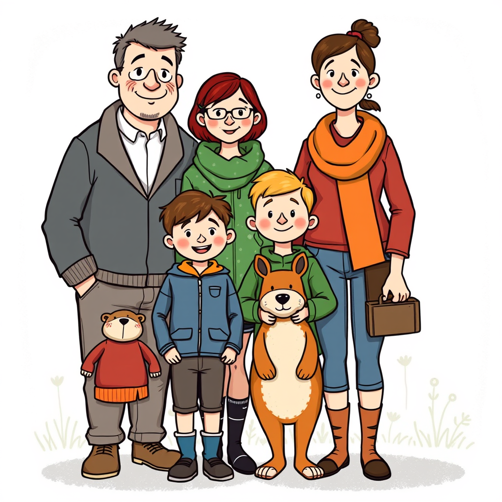 Main painting studio: Das ist Familie Heldt. Zur Familie gehören: Papa Tom (41), Mama Britta (43) und Jonas (8) und Hase Keks (2) - Und Hase Keks, liebt Karotten und Mama B