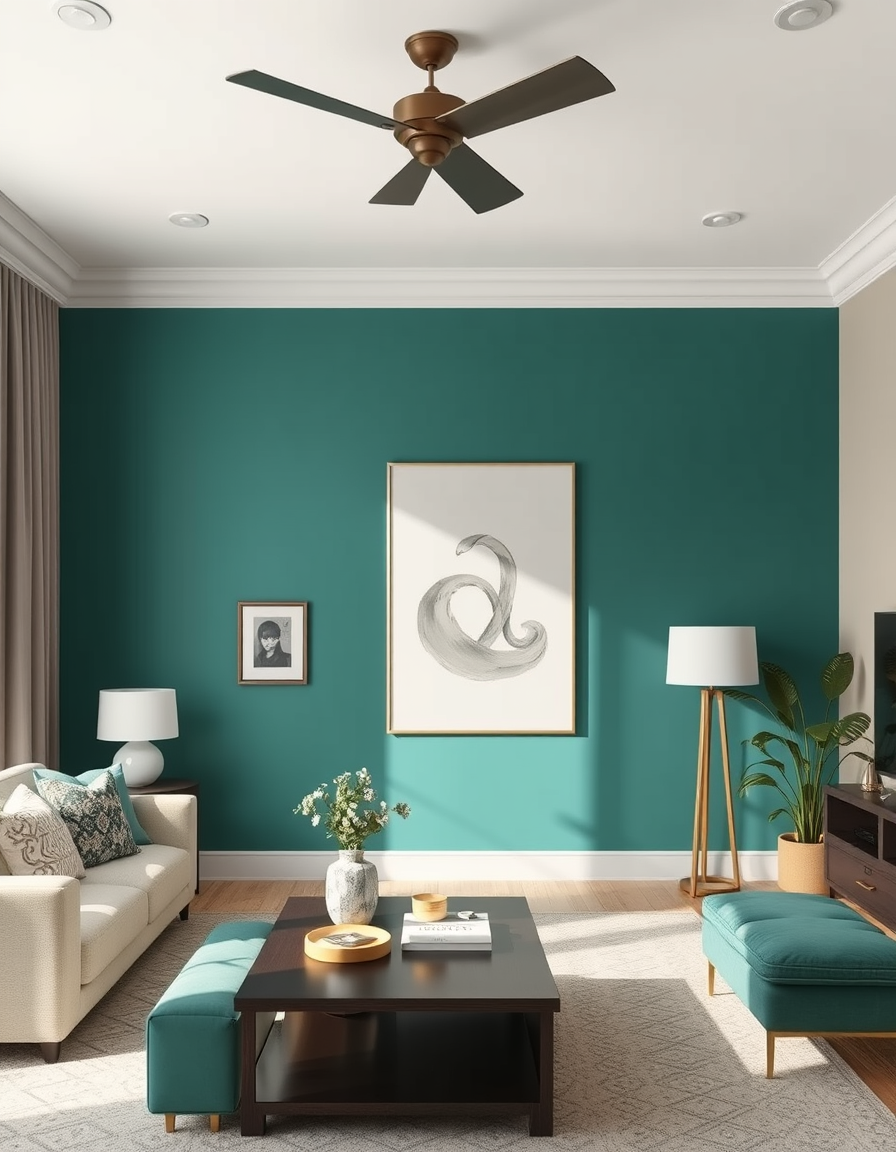 Paint Color idea: room repainted in a new wall color from the photo, accurate paint finish, photorealistic interior render, family room , paint color visualization
