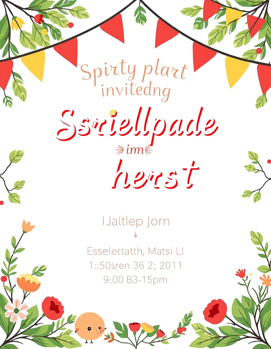 Invitation idea: party invitation design, festive layout, decorative border, space for event details, Spielplatz im herbst , printable invitation