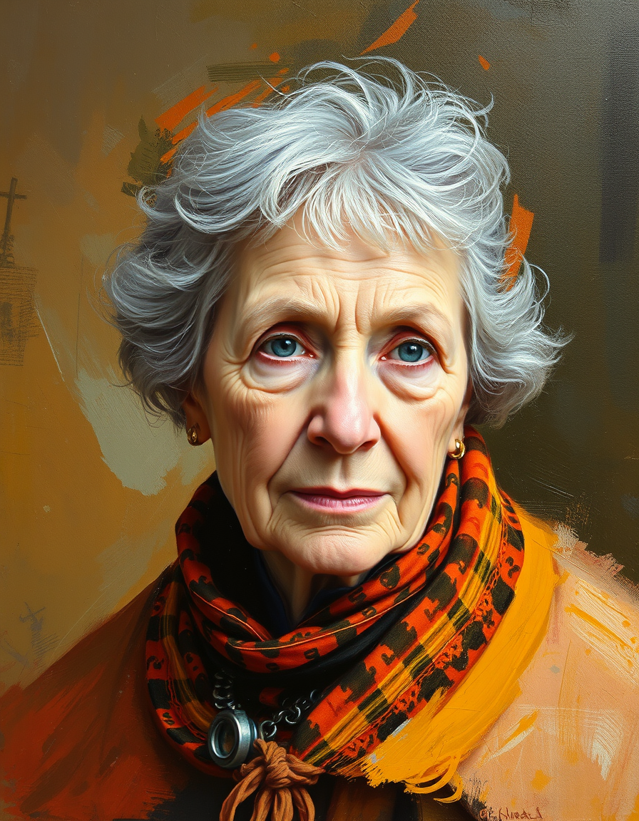 Photo To Paintings idea: painting from the photo, rich brushstrokes, painterly texture, Une photo peinture à la mémoire d'une personne chérie , fine-art painting portrait
