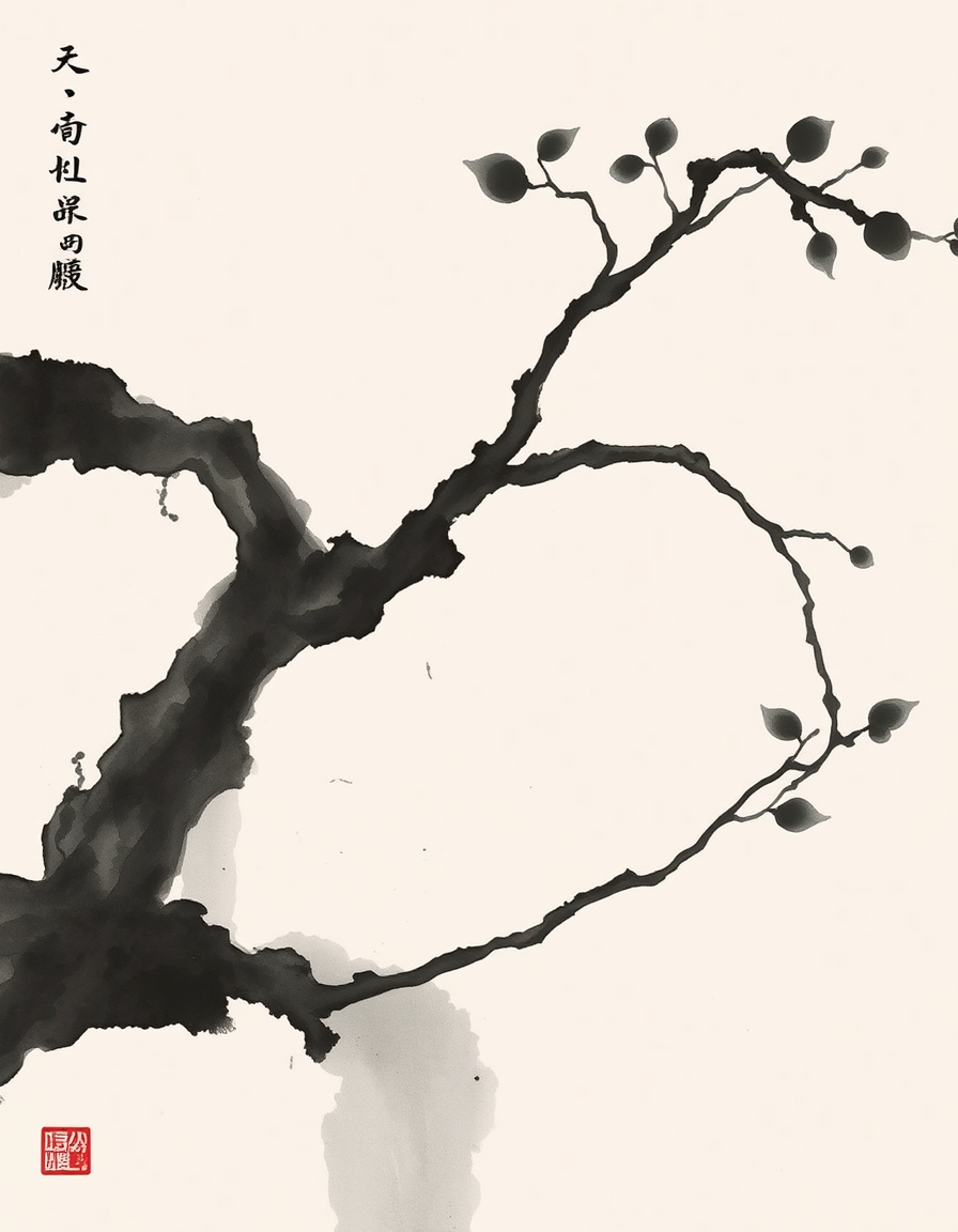 Ink Painting idea created from the prompt: ink painting, sumi-e, Chinese brush painting, minimalist brushwork, Nylon stocking glamour , traditional East Asian ink wash painting
