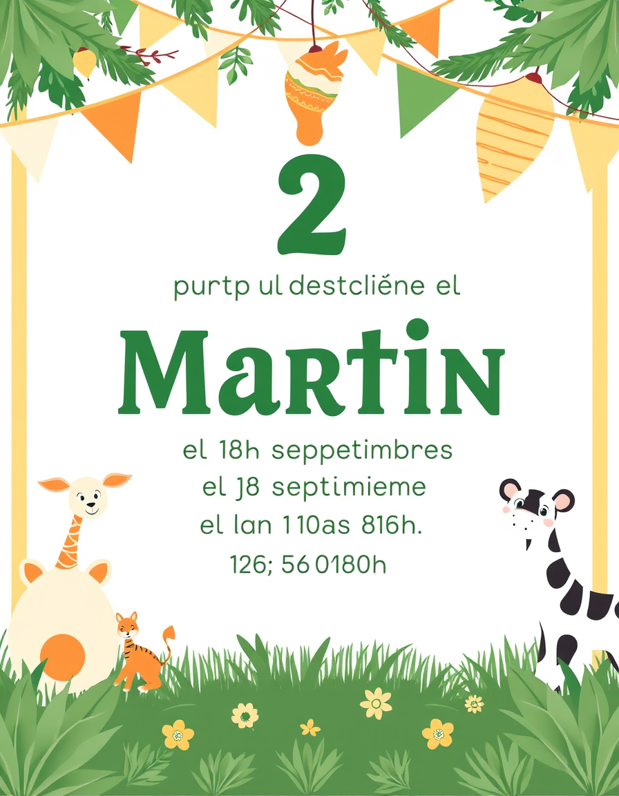 Invitation idea: party invitation design, festive layout, decorative border, space for event details, Quiero una invitación en Castellano con tonos beige, blanco,verde