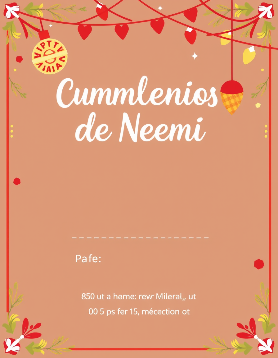 Invitation idea: party invitation design, festive layout, decorative border, space for event details, Cumpleaños de Noemí , printable invitation