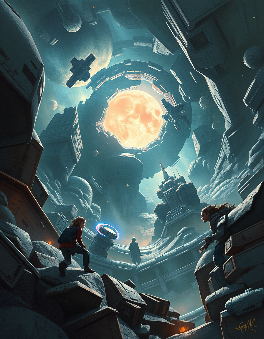 Book Covers idea: cover-ready concept art organized around genre, focal point, and title-safe space, deliberate composition, ouroboros sci-fi style , polished painting,