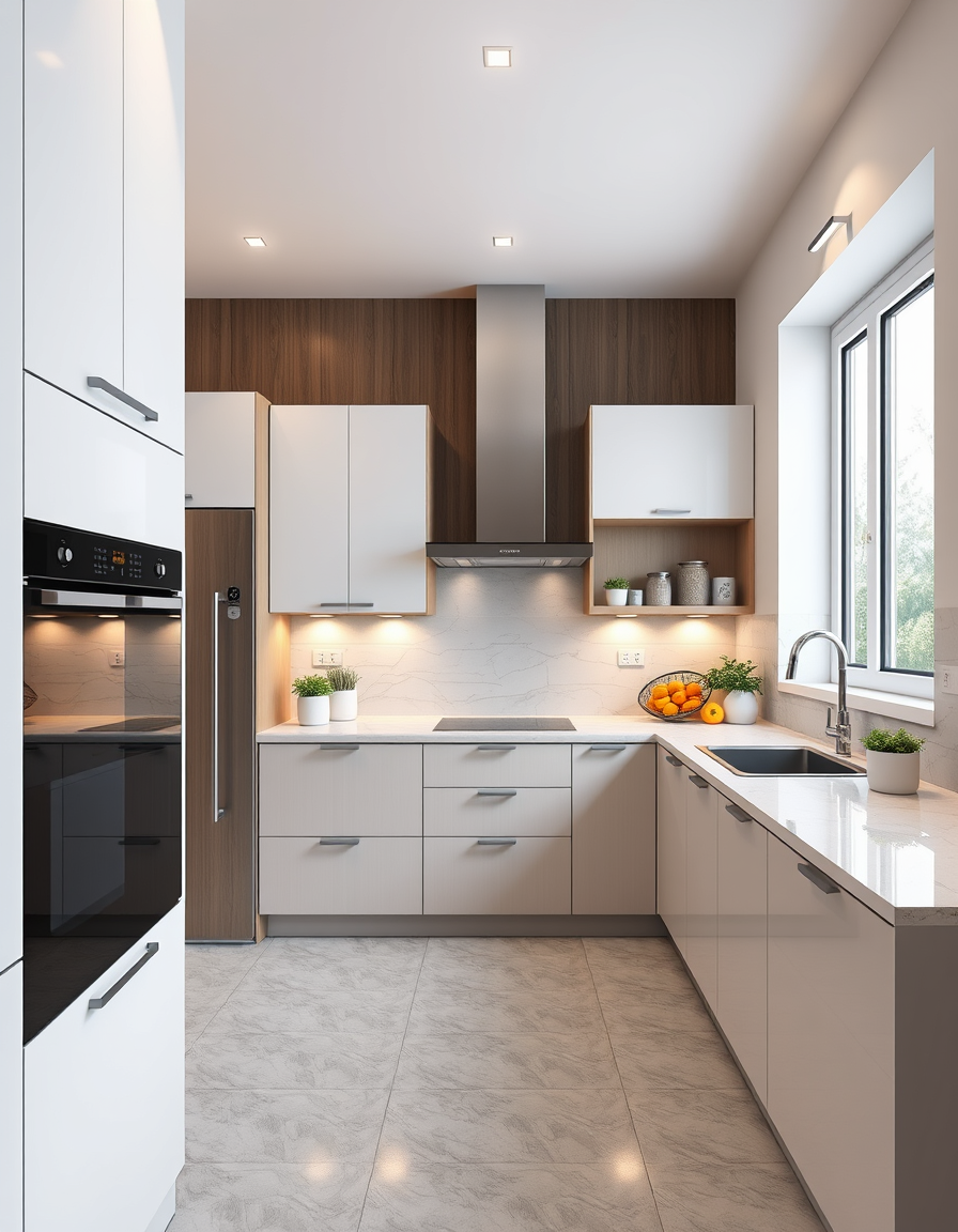 Kitchen Design idea: AI kitchen design, modern cabinetry countertops and lighting, photorealistic interior render, my kitchin is 344 cm by 322 cm , kitchen remodel visuali