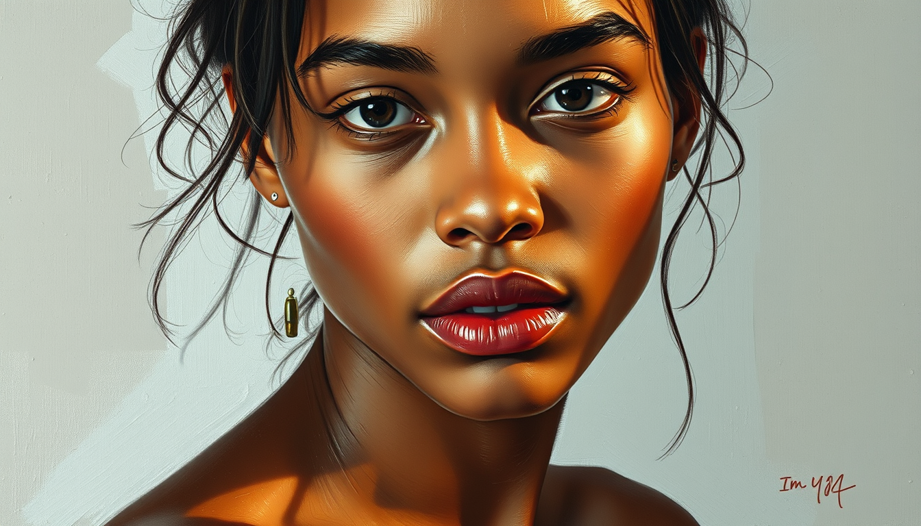 Portrait Into Paintings idea: painted portrait from photo, preserve face identity, flattering painterly lighting, I'm y for a vinyl lp cover , fine art portrait, soft brushwork, na