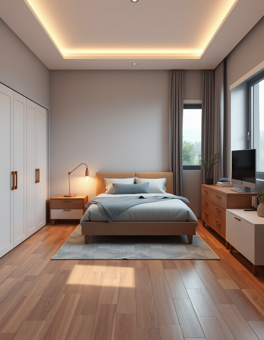 Room Design idea: AI room design, full room layout furniture and lighting, photorealistic interior render, can you decorate the room that measures in length 486 and wid