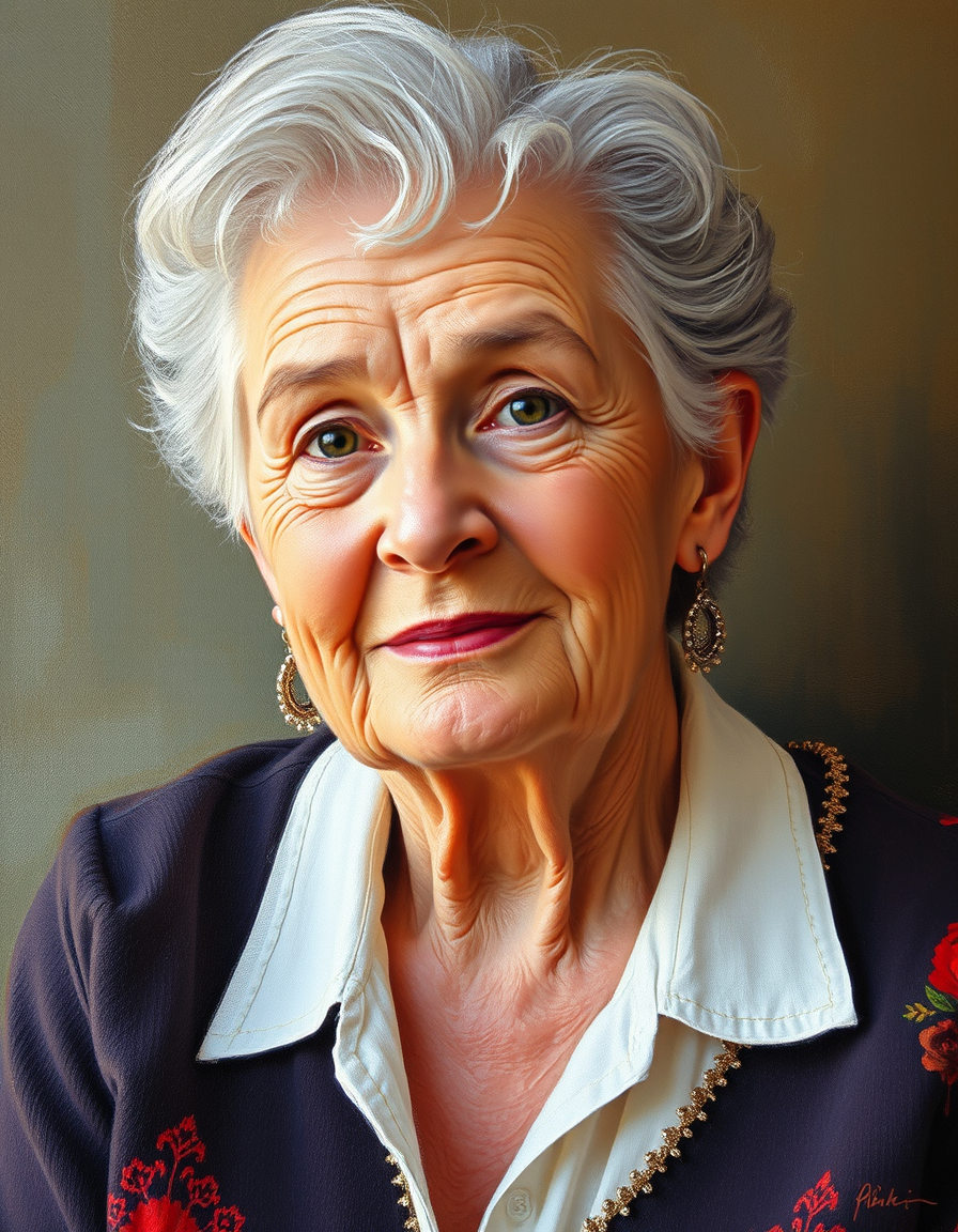 Portrait Into Paintings idea: painted portrait from photo, preserve face identity, flattering painterly lighting, Ein portrait verwandle es bitte in ein spezielles warmes gemälde z