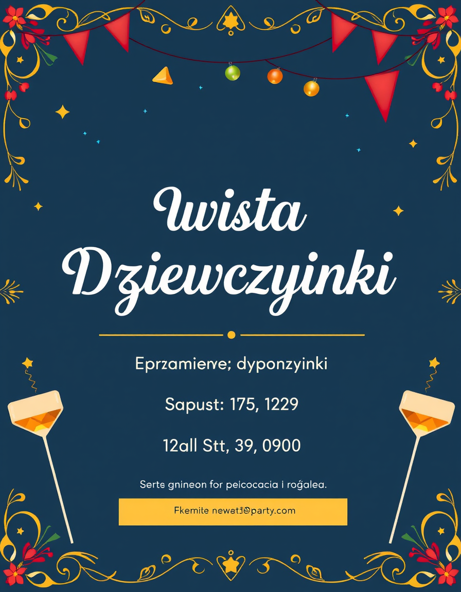 Invitation idea: party invitation design, festive layout, decorative border, space for event details, 1 komunia święta dziewczynki zaproszenie obraz dziewczynki i drew