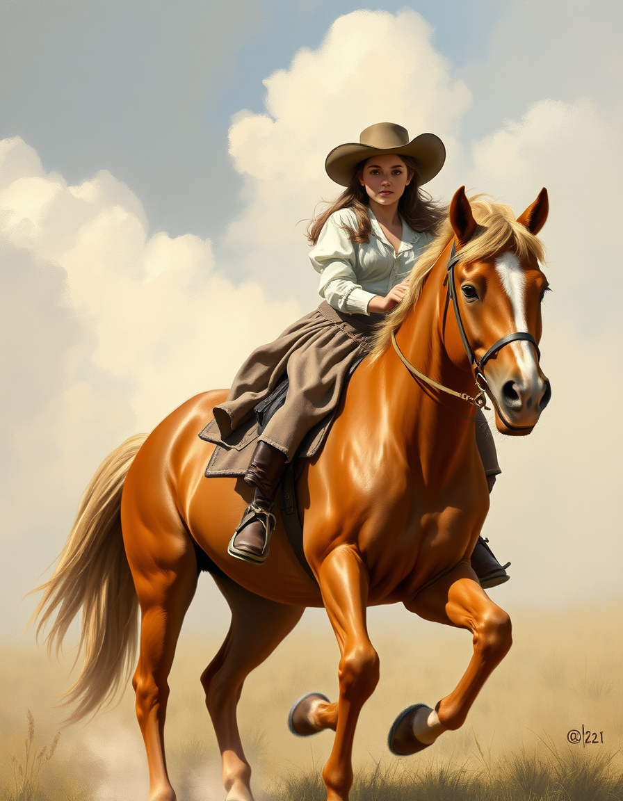 Book Covers idea: cover-ready concept art organized around genre, focal point, and title-safe space, deliberate composition, A 12 year old female riding her palomino sh