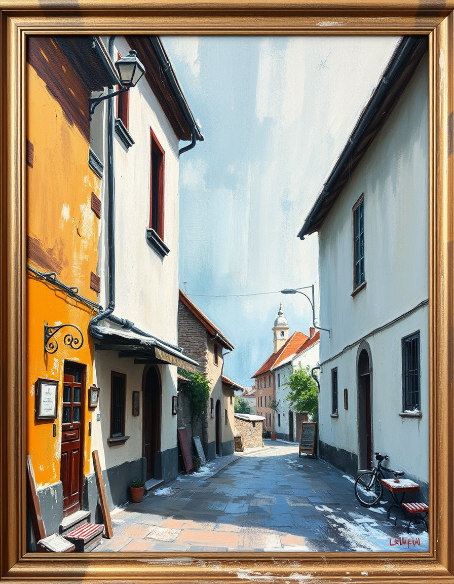 Turn Photo Into Paintings idea: painting from the photo, expressive brushwork, painterly rendering, Pejzaż miejski zamieniony w nastrojową akwarelę z konturami tuszem i niebem malowa