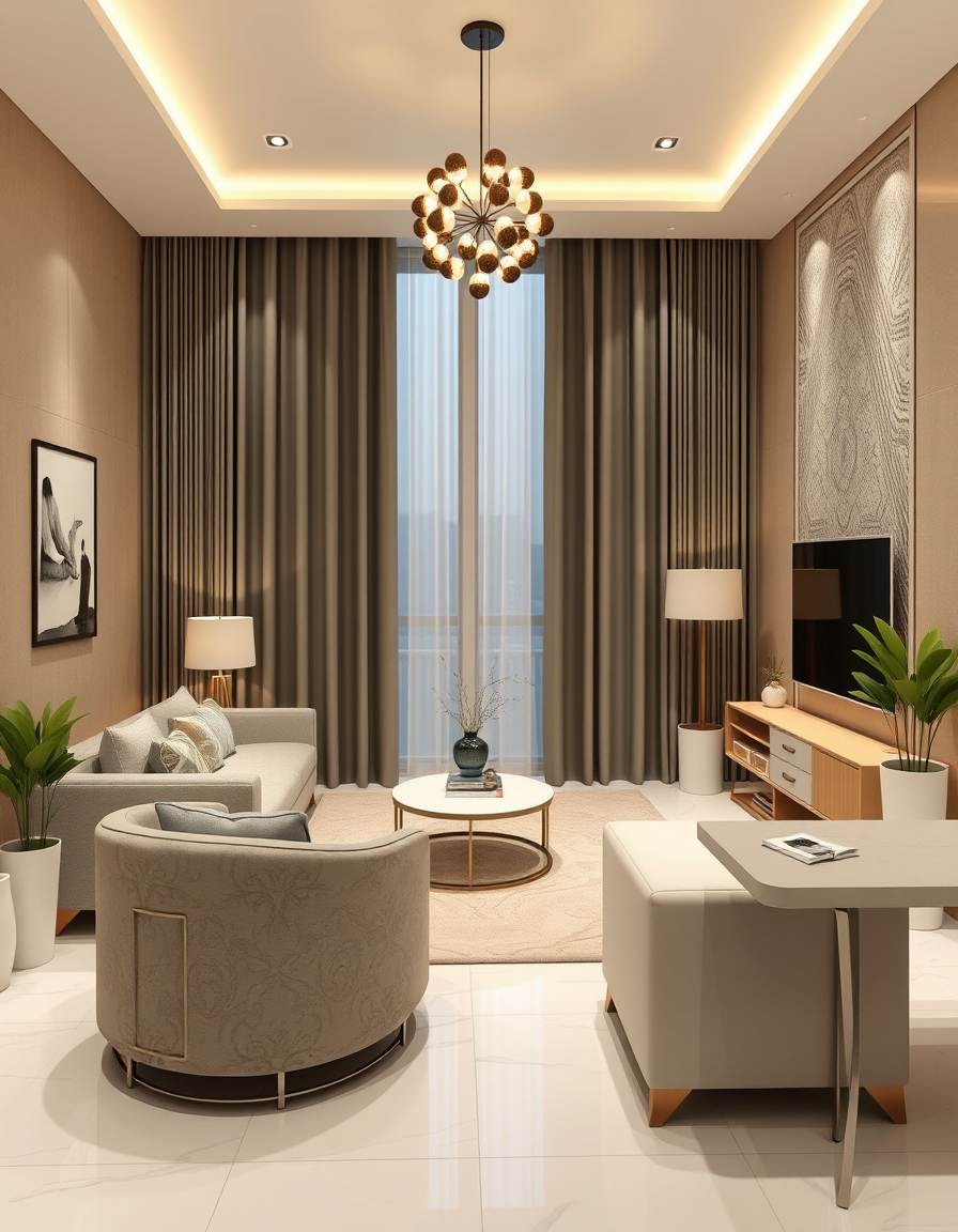 Interior Design idea: AI interior design, cohesive furniture layout decor and lighting, photorealistic interior render, غرفة نوم مستوحاة من طراز "بروفانس" تضم ورق حائط مزين