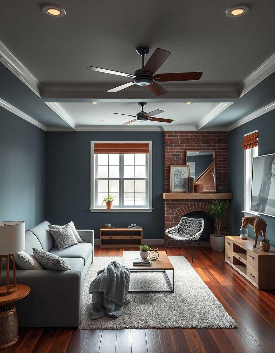 Paint Color idea created from the prompt: room repainted in a new wall color from the photo, accurate paint finish, photorealistic interior render, 70's west facing bi level with ver