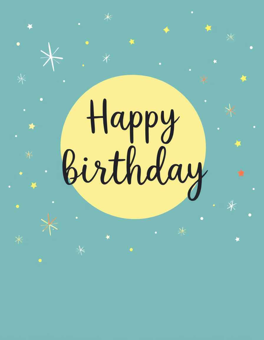 Birthday Cards idea: birthday card design, cheerful festive artwork, space for greeting, birthday card design, cheerful festive artwork, space for greeting, starry night s