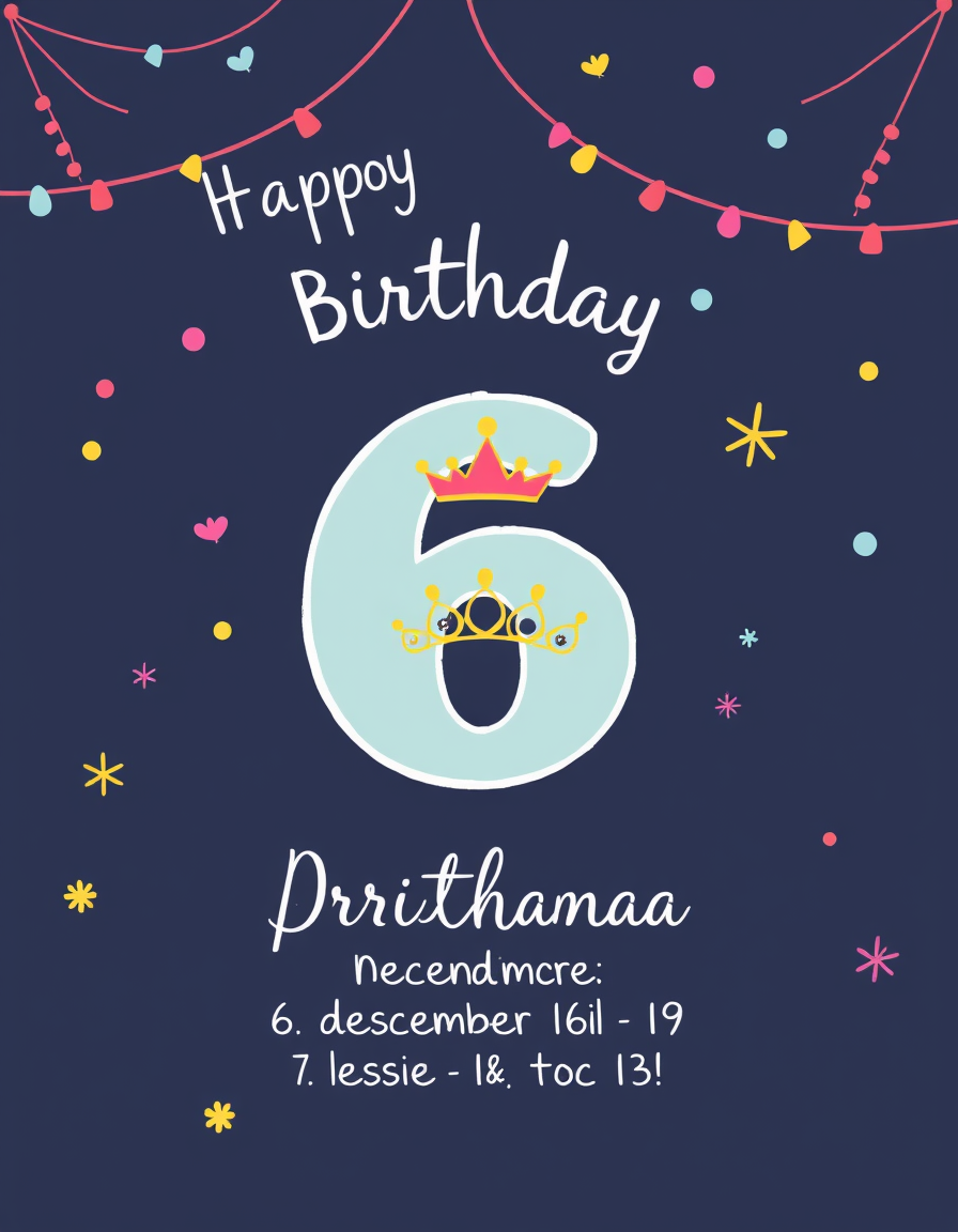Birthday Cards idea: birthday card design, cheerful festive artwork, space for greeting, LAG en invitasjon til en 6 år gammel jente som inviterer alle jentene i klassen he