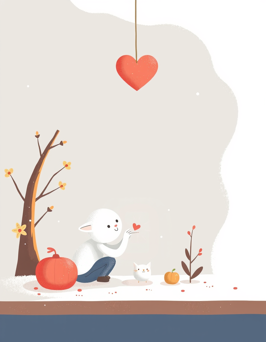 Greeting Cards idea: greeting card design, warm illustration, space for message, طاقة هدية عمودية فاخرة 2:3، خلفية عاجية وبيج دافئ مع أخضر زيتوني ولمسات ذهبية. تصميم كرتون