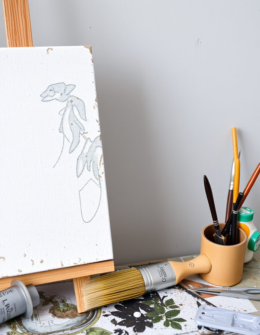Main painting studio: painting equpment, canvas, brush
