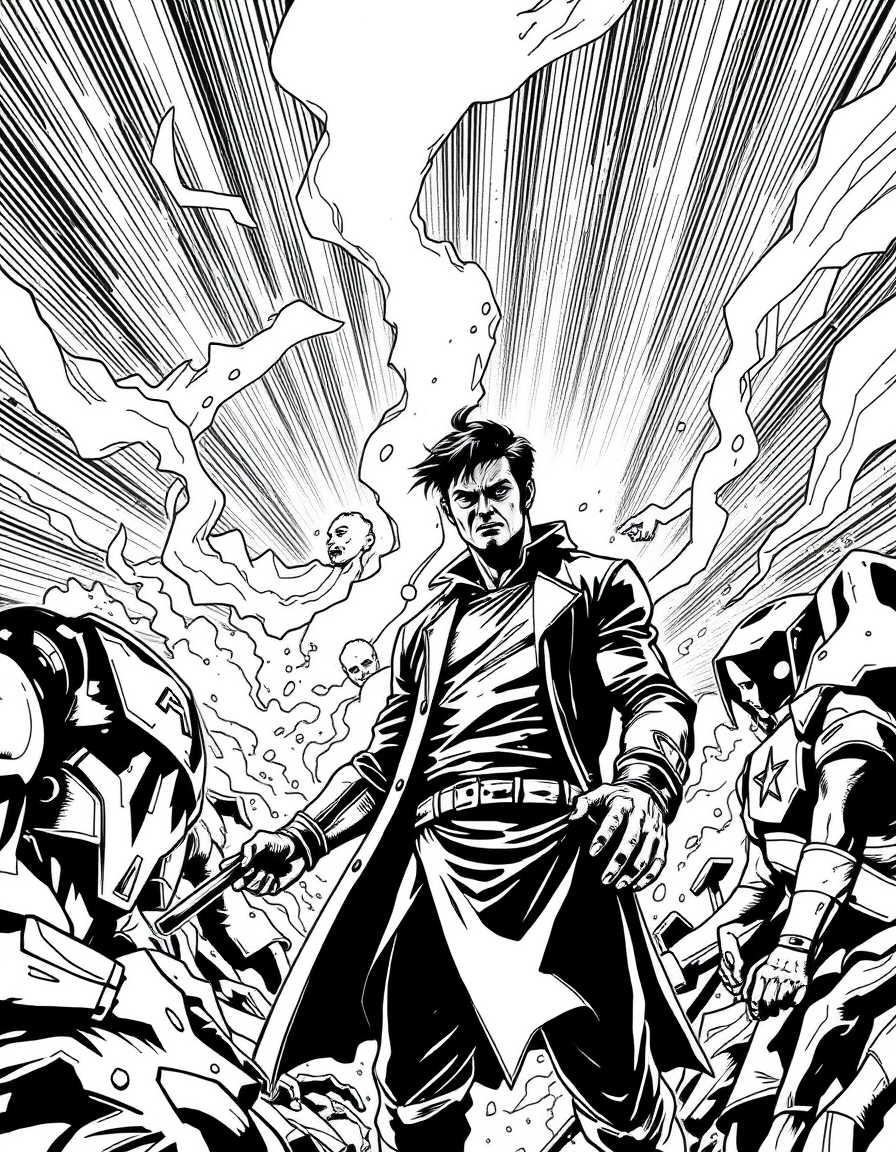 Comic Art idea: comic art, bold ink lines, halftone shading, dynamic composition, 1 trường học ở trung du , graphic novel illustration, comic panel ready