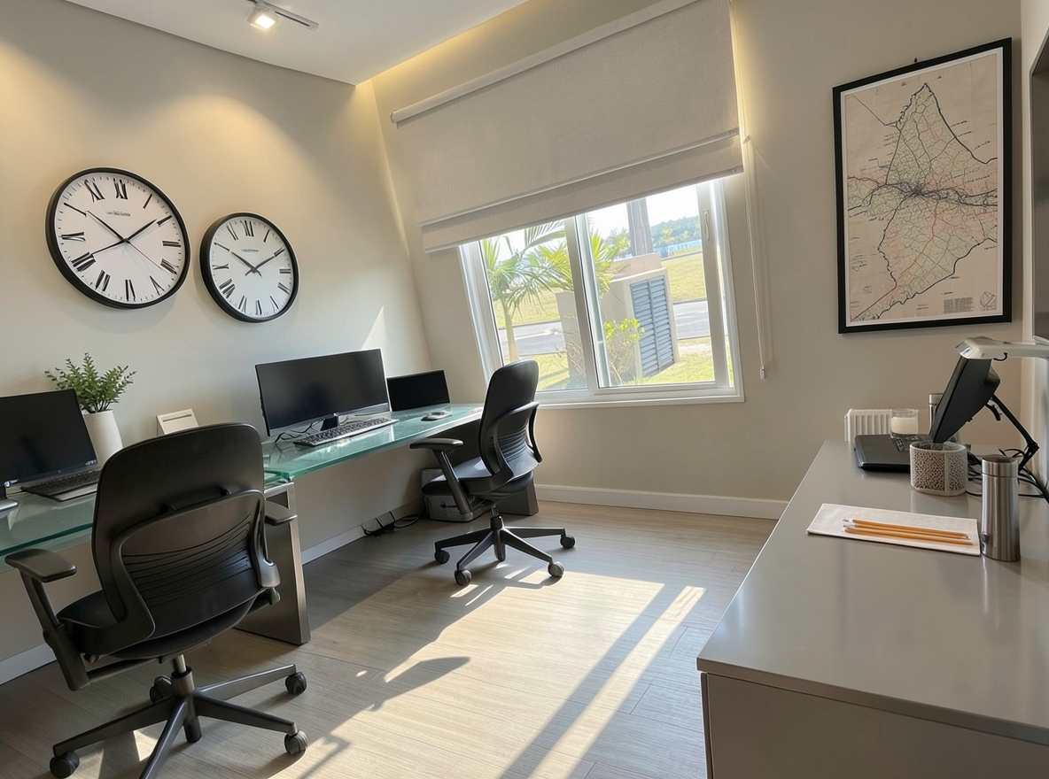 Main redesign studio: Redesign this room in a Modern interior style: clean lines, a neutral palette with bold accents, sleek low-profile furniture, glass and matte-metal su