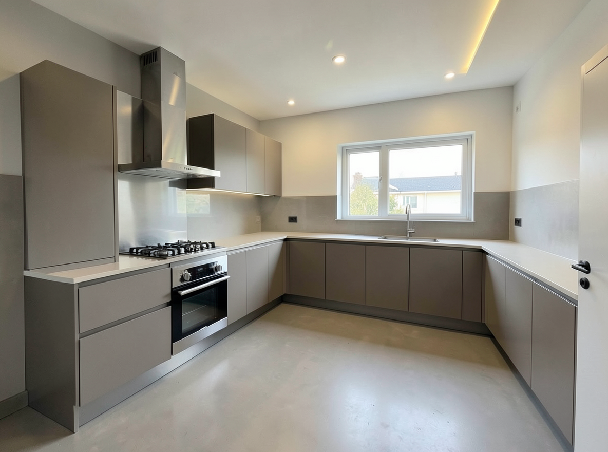 Main redesign studio: Redesign this room in a Modern interior style: clean lines, a neutral palette with bold accents, sleek low-profile furniture, glass and matte-metal su