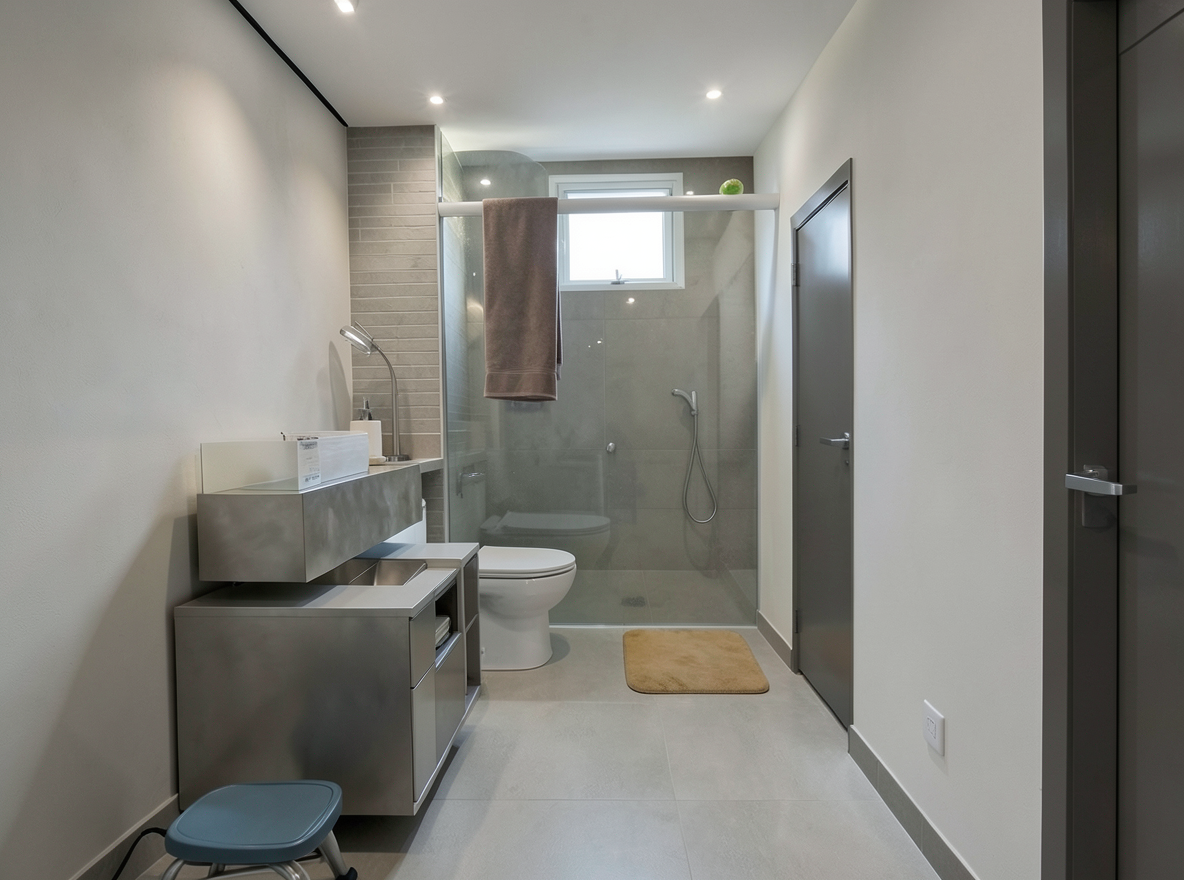 Main redesign studio: Redesign this room in a Modern interior style: clean lines, a neutral palette with bold accents, sleek low-profile furniture, glass and matte-metal su