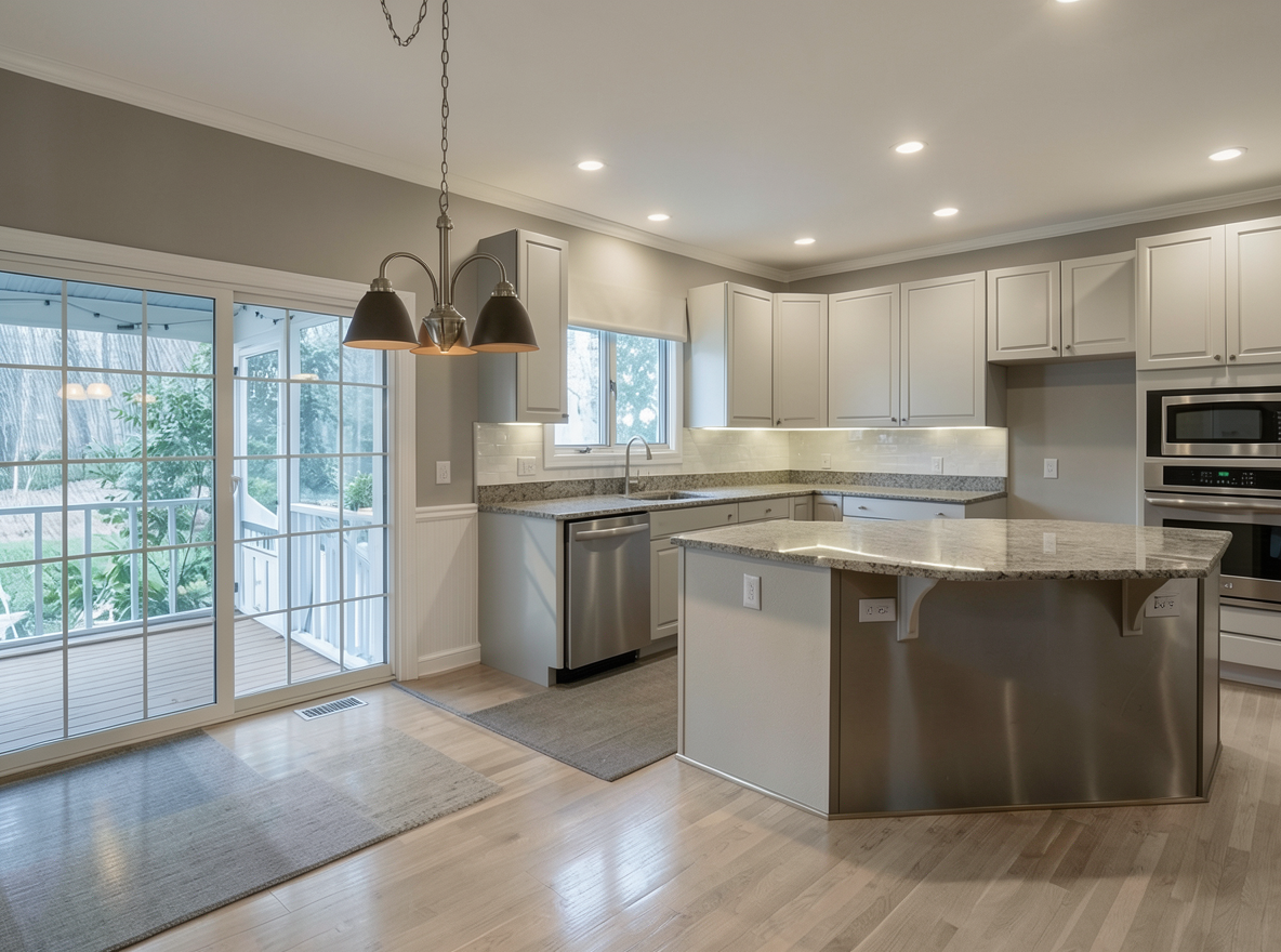 Main redesign studio: Redesign this room in a Modern interior style: clean lines, a neutral palette with bold accents, sleek low-profile furniture, glass and matte-metal su