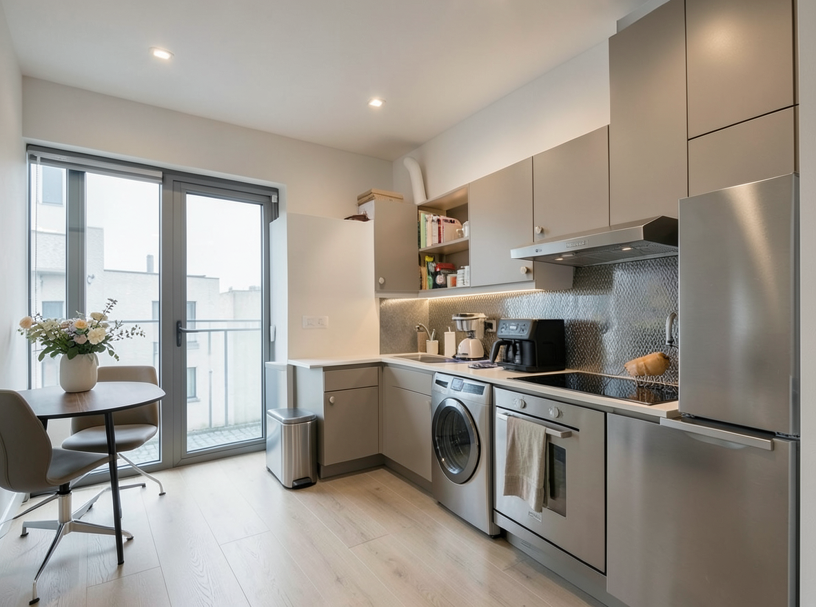 Main redesign studio: Redesign this room in a Modern interior style: clean lines, a neutral palette with bold accents, sleek low-profile furniture, glass and matte-metal su