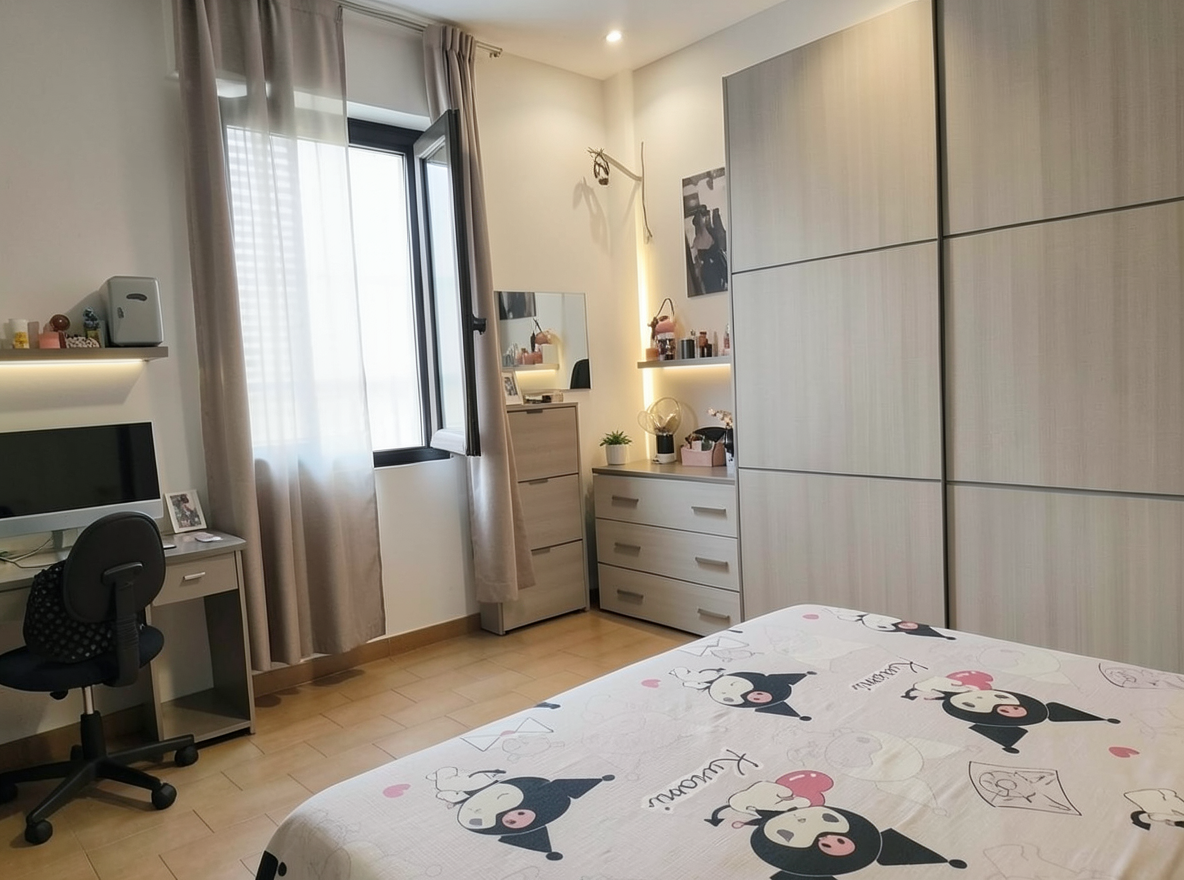 Main redesign studio: Redesign this room in a Modern interior style: clean lines, a neutral palette with bold accents, sleek low-profile furniture, glass and matte-metal su
