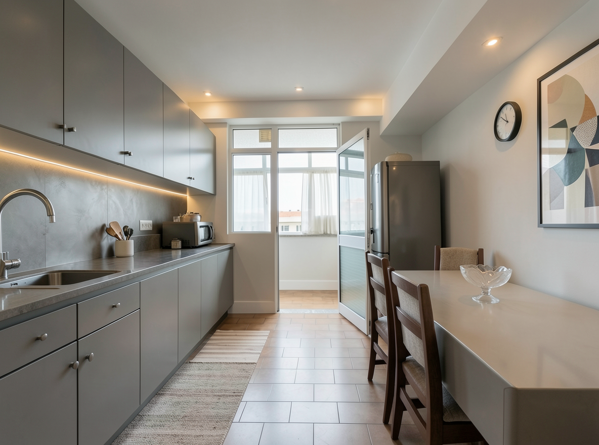 Main redesign studio: Redesign this room in a Modern interior style: clean lines, a neutral palette with bold accents, sleek low-profile furniture, glass and matte-metal su