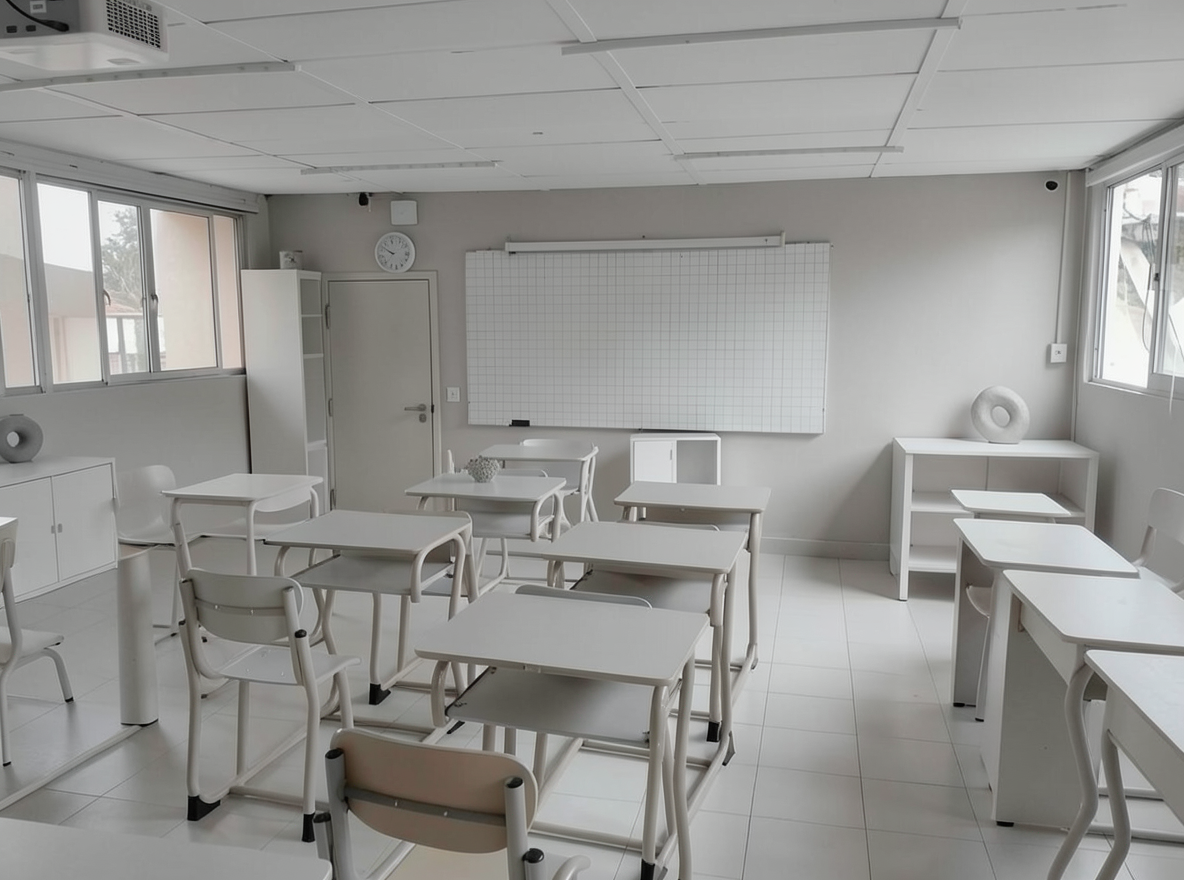 Main redesign studio: Redesign this room in a Minimalist interior style: an uncluttered space, a monochrome neutral palette, a few sculptural pieces, concealed storage, sof
