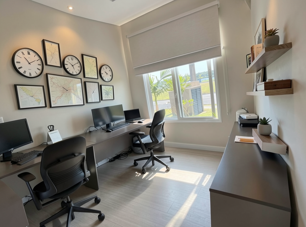 Main redesign studio: Redesign this room in a Modern interior style: clean lines, a neutral palette with bold accents, sleek low-profile furniture, glass and matte-metal su