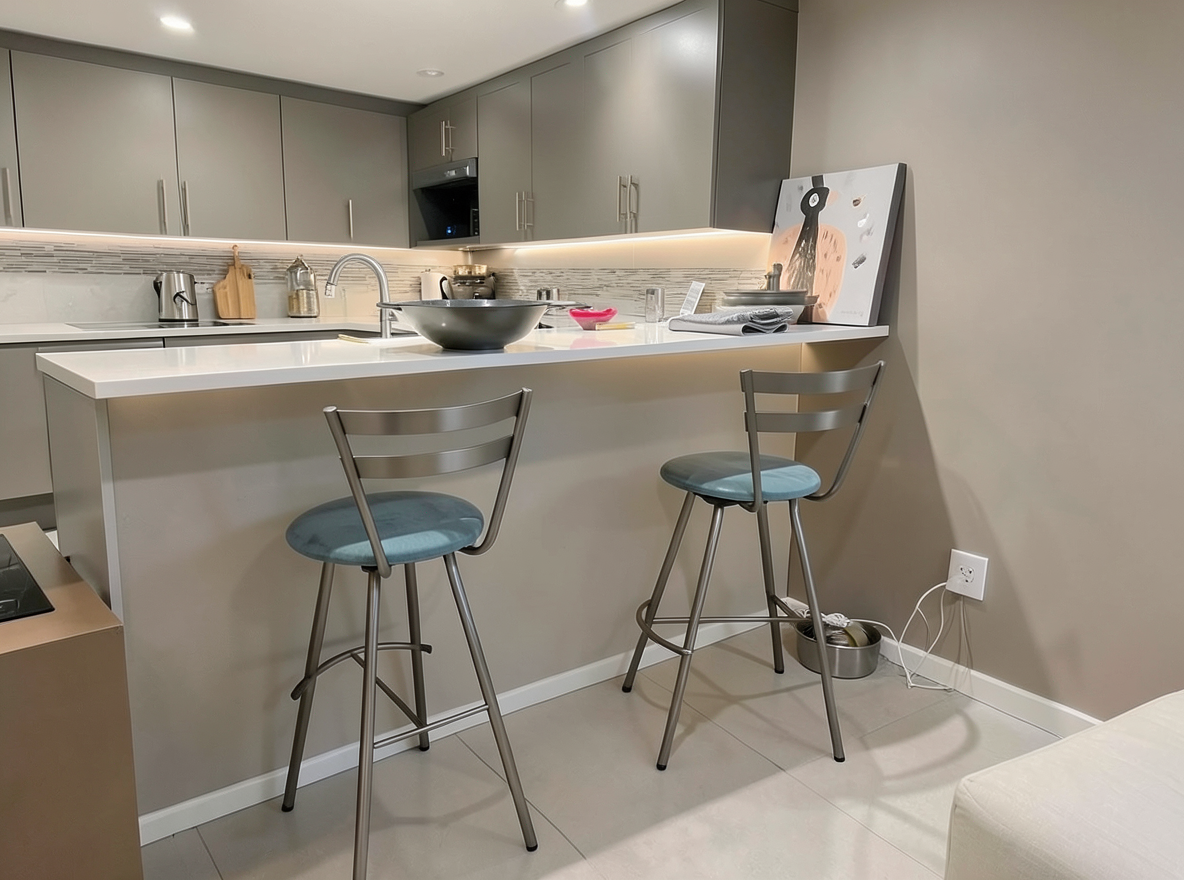 Main redesign studio: Redesign this room in a Modern interior style: clean lines, a neutral palette with bold accents, sleek low-profile furniture, glass and matte-metal su