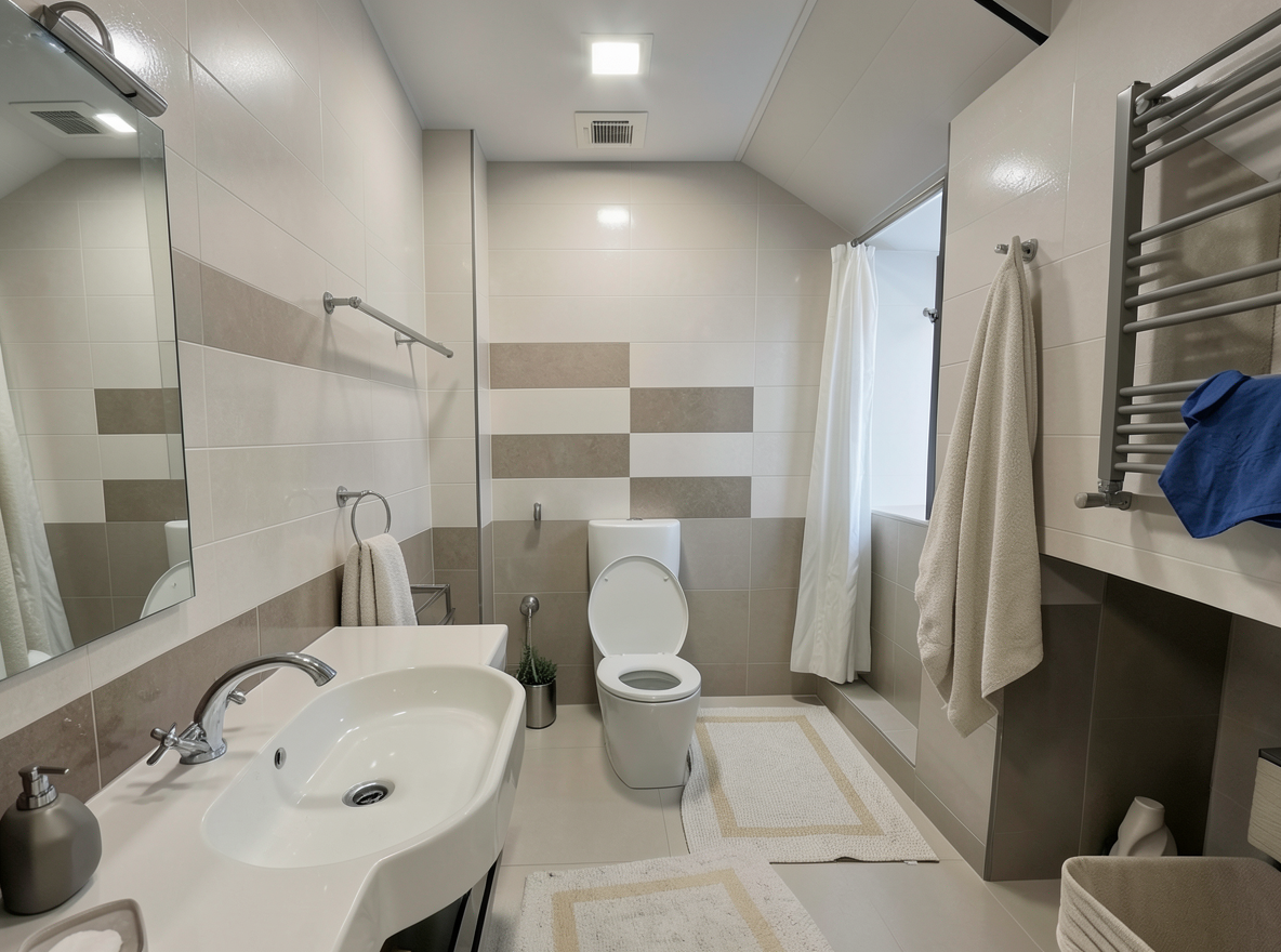 Main redesign studio: Redesign this room in a Modern interior style: clean lines, a neutral palette with bold accents, sleek low-profile furniture, glass and matte-metal su