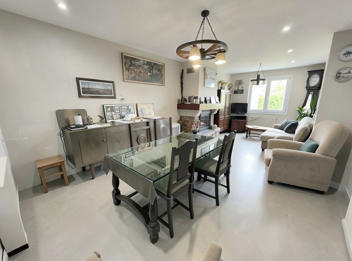 Main redesign studio: Redesign this room in a Modern interior style: clean lines, a neutral palette with bold accents, sleek low-profile furniture, glass and matte-metal su