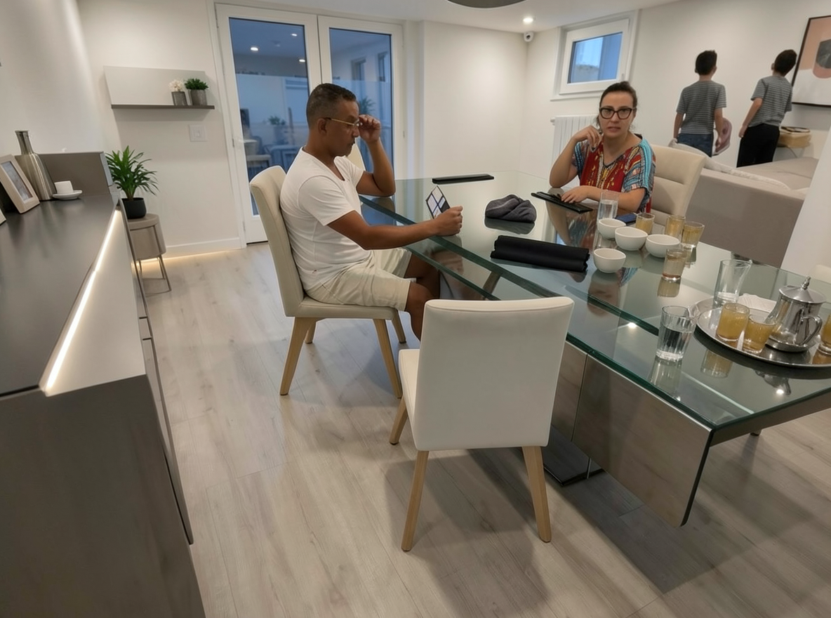 Main redesign studio: Redesign this room in a Modern interior style: clean lines, a neutral palette with bold accents, sleek low-profile furniture, glass and matte-metal su