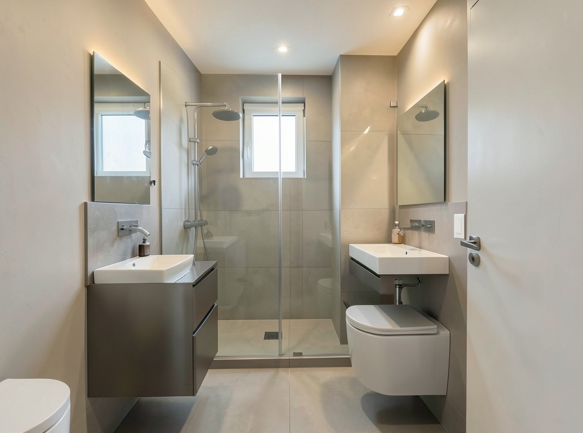 Main redesign studio: Redesign this room in a Modern interior style: clean lines, a neutral palette with bold accents, sleek low-profile furniture, glass and matte-metal su