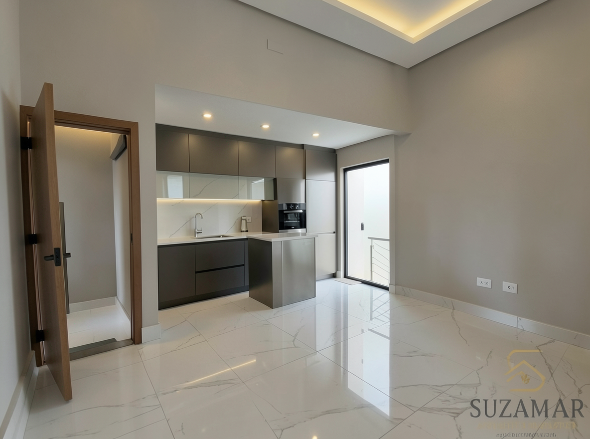Main redesign studio: Redesign this room in a Modern interior style: clean lines, a neutral palette with bold accents, sleek low-profile furniture, glass and matte-metal su