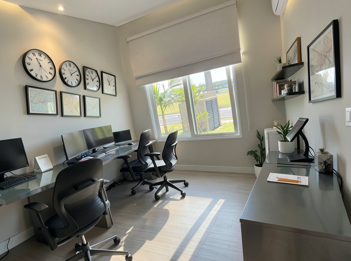 Main redesign studio: Redesign this room in a Modern interior style: clean lines, a neutral palette with bold accents, sleek low-profile furniture, glass and matte-metal su