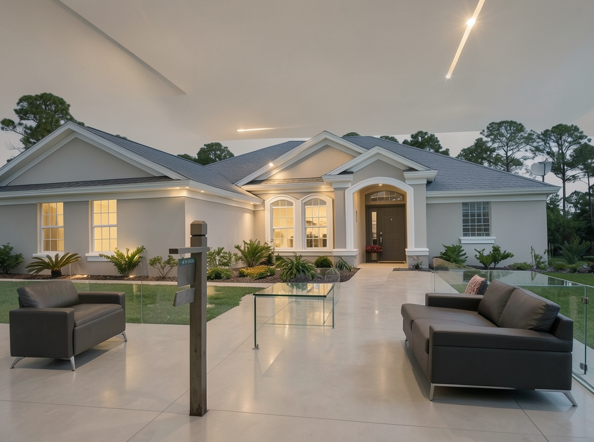 Main redesign studio: Redesign this room in a Modern interior style: clean lines, a neutral palette with bold accents, sleek low-profile furniture, glass and matte-metal su
