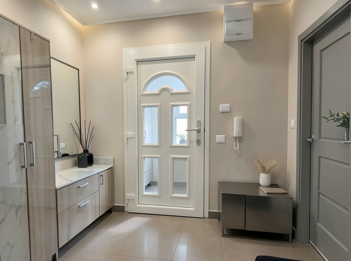 Main redesign studio: Redesign this room in a Modern interior style: clean lines, a neutral palette with bold accents, sleek low-profile furniture, glass and matte-metal su